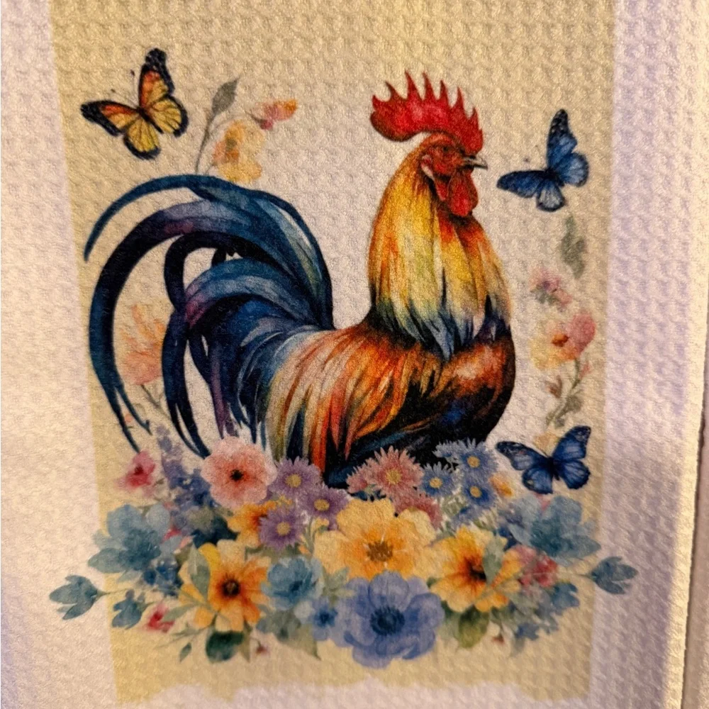Farm Rooster Kitchen Towel-Set of 2. New.